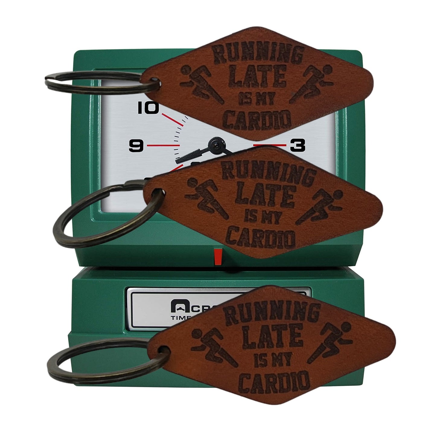 Running Late is my Cardio Genuine Leather Keychain