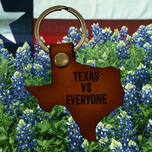 Texas Vs Everyone Genuine Leather Keychain